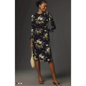 Reformation Port Midi Dress Floral Black 4